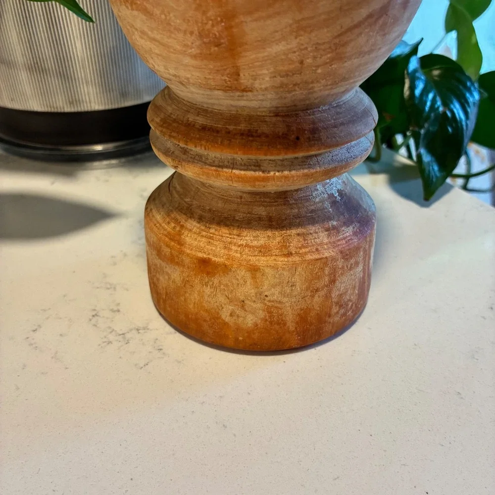 Large Mortar & Pestle Wood Rustic Hand Turned Farmhouse Rustic Primitive Cottage